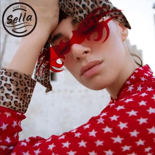 Sella New Irregular Rimless Sunglasses Men Women Tint Lens Crab Shaped Fashion Glasses Hip-hop Street Shoot Eyewear