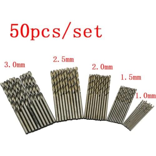 50Pcs Titanium Coated Drill Bits HSS 4241 High Speed Steel Drill Bits Set Tool High Quality Power Tools 1/1.5/2/2.5/3mm