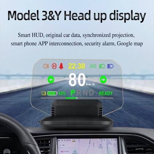 HUD Smart Gadgets GPS Navigation Projector Indicator Light Speedometer Diagnostic Tools Head Up Display for Tesla Model3&Y
