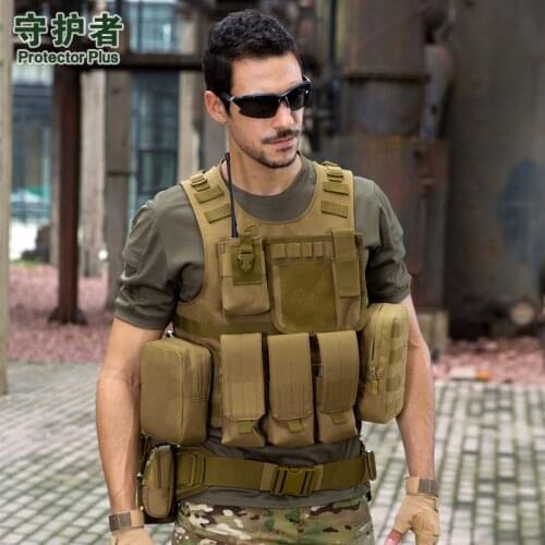 Protecto Plus Large Capacity Adjustable Multifunction Out Door Travel waterproof Vest Camouflage Nylon Tactics Molle System Vest