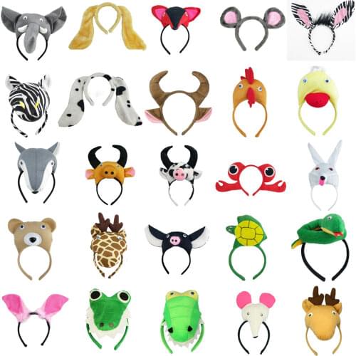 Adult Kids Animal Ear Headband Tiger Cartoon Anime Cosplay Hairbands Carnival Children Birthday Party Gift Halloween Christmas
