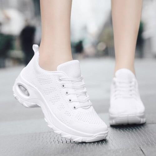 Women Shoes New Spring Casual Flat Soft Ladies Loafers 2020 Air Cushion Non Slip Damping Chunky Black Sneakers