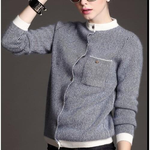 Womens Cashmere Autumn Winter Stripe Cardigan Sweater Wool Elastic Sweaters Slim Tight Bottoming Knitted Cardigans