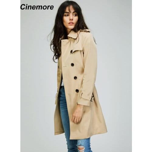 Cinemore 2020 Autumn New High Fashion Brand Woman Classic Double Breasted Trench Coat Waterproof Raincoat Business Outerwear