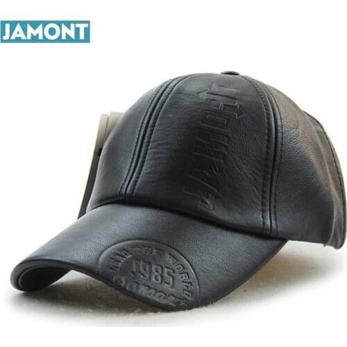 JAMONT 2018 Winter PU Leather Baseball Cap Warm dad Hat for Men trucker cap