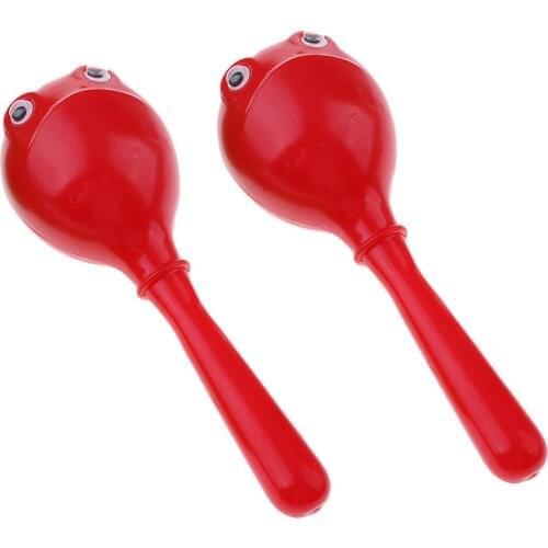 1 Pair Red Hand Percussion Plastic Maraca for Children Baby Toddler Musical Toys Rhythm Rattle Toys Gift