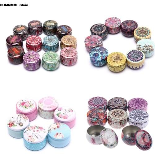 Multi Styles 1PC Mini Tin Box Gift Jewelry Tin Box Cookie Candy Tea Storage Round Drum Tinplate Box Drawer Organizer