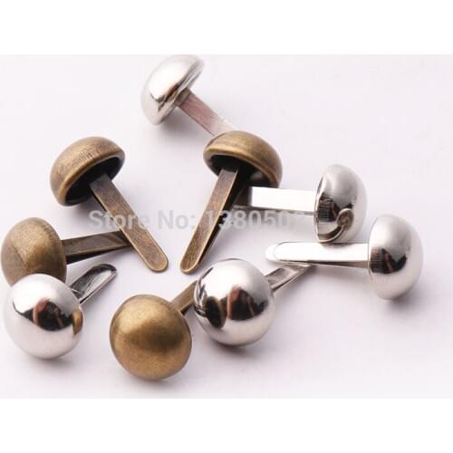 200pcs/lot 8*15mm round shape silver and bronze color metal Brads Scrapbooking DIY decoration