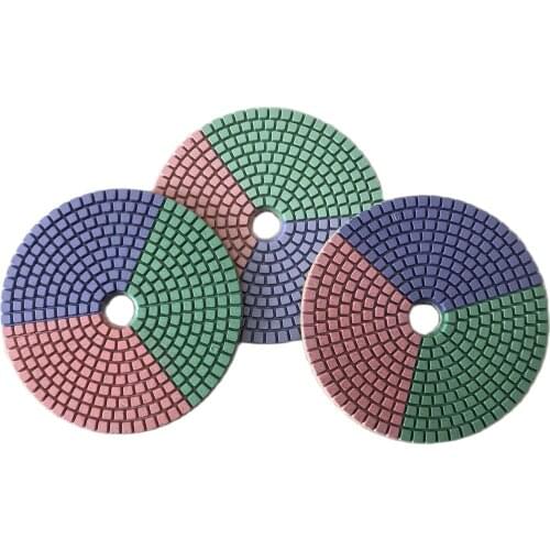 3PCS/Set 4 Inch 100mm 3 Colors Diamond Wet Polishing Pads For Stone Marble Granite Quartz Grinding
