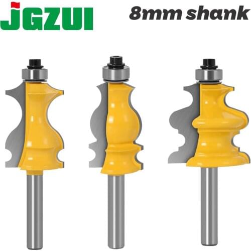 3PC 8mm Shank Casing & Base Molding Router Bit Set CNC Line knife Woodworking cutter Tenon Cutter for Woodworking Tools