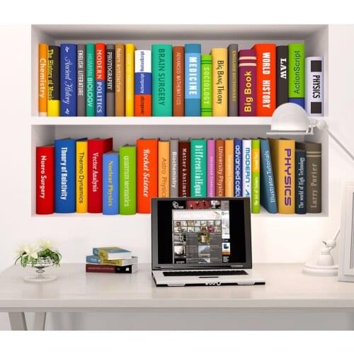 3d Book Bookshelf Funny Living Room Kids Bedroom Study Decorations Wall Sticker Home Decor Poster Mural Wallpaper