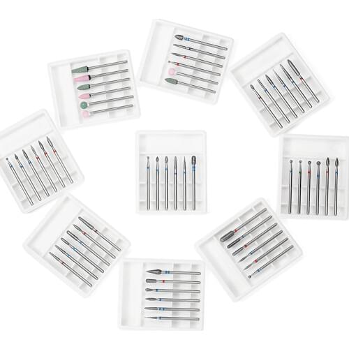 6Pcs/Set Professional Manicure Nail Drill Electric Nail Kit Nail Tips Stone Ceramic Corundum Cutters Polish Manicure Accessories