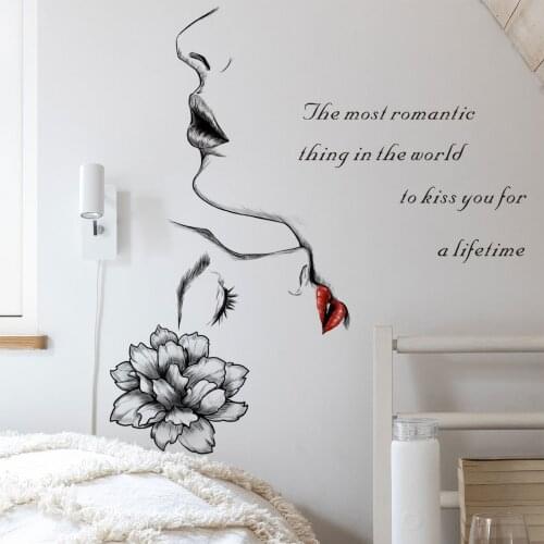 Abstract Couples Kiss Stickers Romantic Kissing Wall Sticker Home Decor Poster for Bedroom Adhesive To Wall Decals Decoration