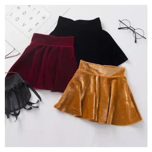 Citgeett Summer Kids Baby Girl High-Waist Skirt Velvet Pleated Princess Fall Warm Spring Skirt