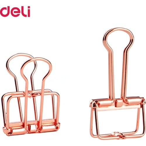 Deli 9414 rose gold hollowed out design binder clip for office school paper organizer stationery supply decorative metal clips