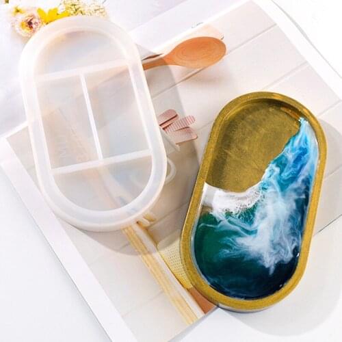 DIY Oval Plate Epoxy Resin Mold For Handmade Storage Decorative Crafts Silicone Mould Tray Accessories Making
