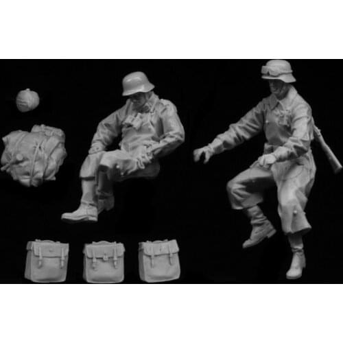 1/35 Scale German Motocross Soldier 2 Person Miniatures World War II Unpainted Resin Model Kit Figure Free Shipping