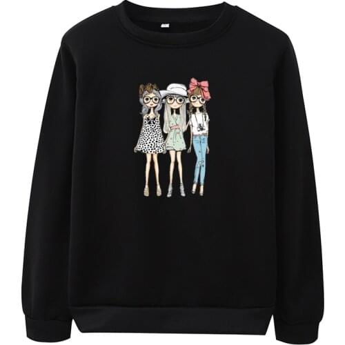 Heliar Women Sweatshirts Autumn Anime Graphic Fleece Pullovers Long Sleeve Oversize Jumpers Women Cartoon Printed Y2K Pullovers