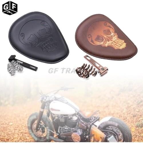 Cafe Racer Motorcycle 3" Spring Bracket PU Leather Solo Driver Seat Cushions for Harley Chopper Custom Indian Scout Bobber Seat