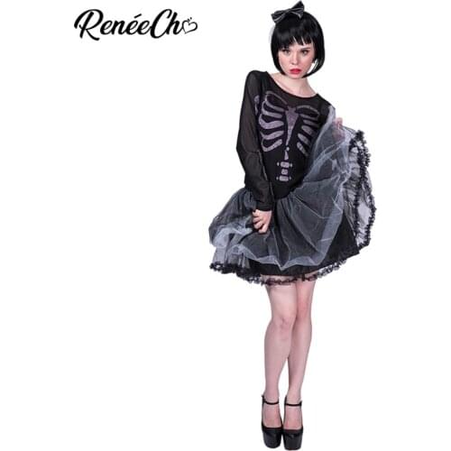Halloween Costume For Adult Women Bone Dress Cosplay Sexy Long Sleeve Lady Skeleton Beauty Black costumes womens fancy dress