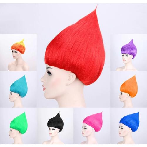 Halloween Colorful Adult Troll Style Festival Party Elf Pixie Wig Cartoon Characters Poppy Costume Cosplay Magic Fairy Hair
