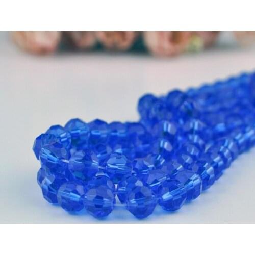 8mm 70pcs/lot Royal Blue Plated Round Ball Faceted Crystal Loose Spacer Bead Crystal Glass DIY Beads for Jewelry Bracelet Making