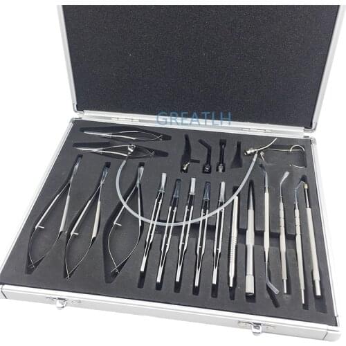 21PCS / SET Micro Tweezers Scissors Cataract Ophthalmic Needle Holder Ophthalmic Eye Veterinary Surgery Tools