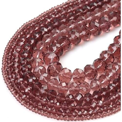 Faceted Garnet Glass Crystal Rondelle Beads Loose Spacer Beads For Jewelry Making DIY Bracelet Earrings 15'' 4/6/8/10/12/14mm