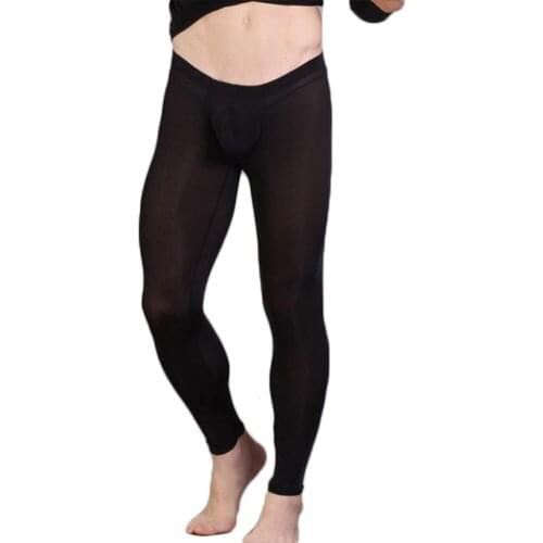 Fashion Mens Solid Color Pants Casual High Quality Trousers Sexy Ultra Thin Breathable Home Plus Size Transparent Male Wear