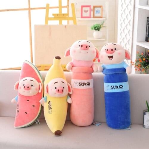 Cartoon Animal Pudding Watermelon Banana Little Pigs Plush Toys Stuffed Soft Long Sleeping Pillow Dolls Children Birthday Gift