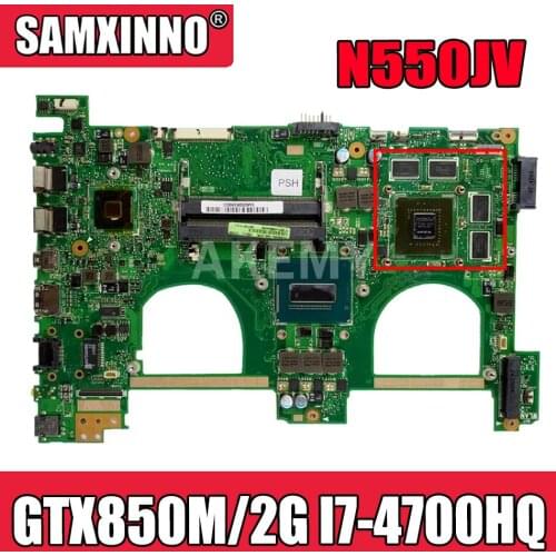 N550JV Laptop motherboard For Asus VivoBook N550JK N550JX Q550JV G550JK original mainboard GTX850M/2G I7-4700HQ