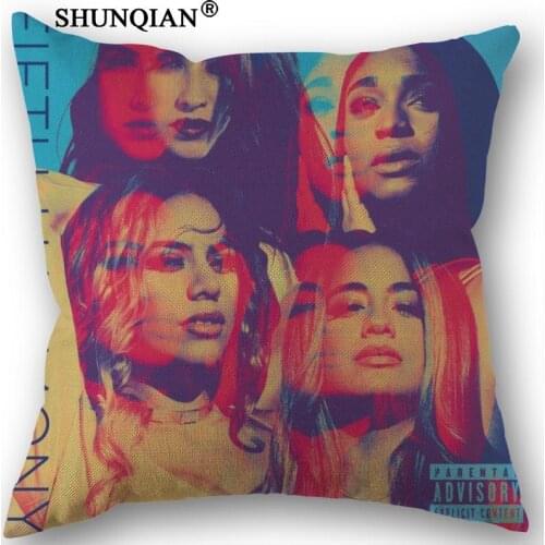 Pillowcase Custom Fifth Harmony Cotton Linen Square Canvas Pillowcases Decorative Pillow Cases Cover Zippered 45x45cm one side