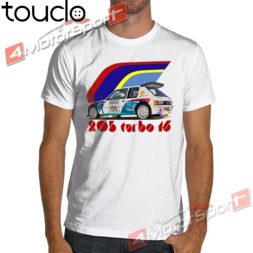 New Fashion Cool Tee Shirt 1986 T16 French Car Fans 205 Turbo 16 E2 Group B T Shirt Gti Rallye Rally Car Custom T-Shirt