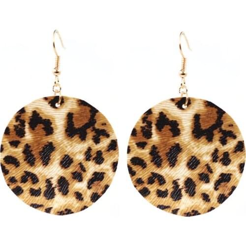 Fashion New 2019 Big Round Pu Leather Drop Earrings for Women