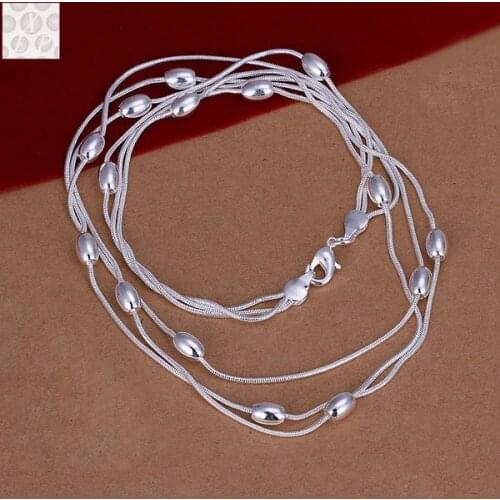 N925 Sterling Silver color Jewelry Multi Balls Necklace Free Shipping Brand New One Pcs RM0214
