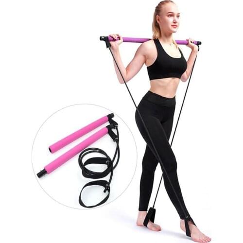 Portable Yoga Pilates Bar Sport Elastic Bodybuilding Resistance Bands Exercise Pilates Stick Elastic for Home Sports Gym