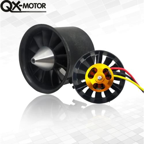 QX-Motor 70mm Electronic Ducted Fan 12 Blades EDF With 2827 KV2600 Brushless Motor and 80A esc For RC Drone Model Parts