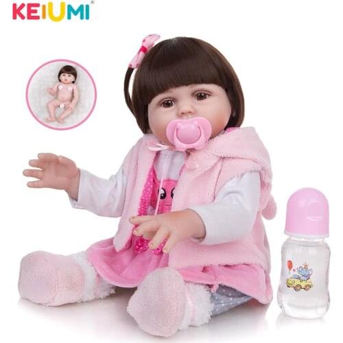 New Style KEIUMI Full Body Silicione Girl Reborn Baby Dolls 48 CM Realistic Toddler Boneca Bebe Toys Doll Kids Birthday Gifts
