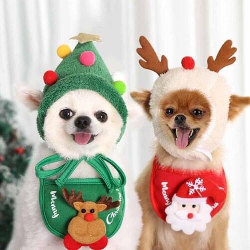 Dog Cat Pet Christmas Hat Saliva Towel Bib Teddy Law Fight Hiromi Autumn And Winter Clothes Dress Up Supplies