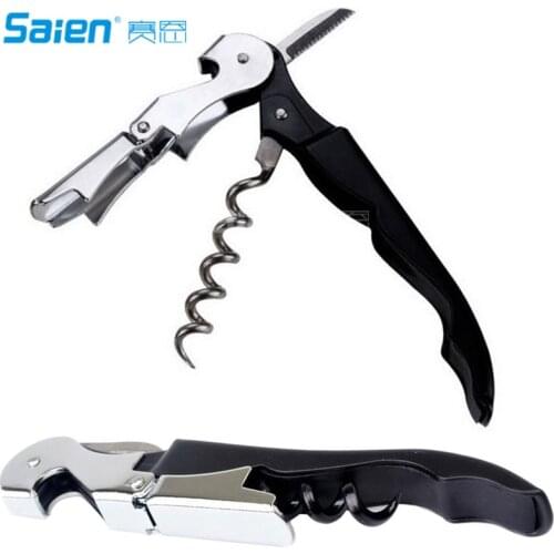 Double Hinged Corkscrew, Hippocampus Knife Wine Bottle Opener, Waiters Corkscrew Waiters Wine Key (Black-A Style)