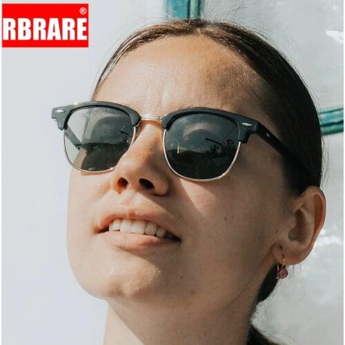 RBRARE Sunglasses Men Polarized Semi Rimless Sunglasses Women 2021 Brand Designer Rice Nail Mens Sun Glasses Classic Oculos Sol