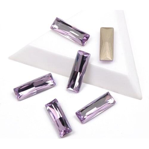 YANRUO 4547 Top Fancy Rhinestone Violet Color Princess Baguette Shape Bling Stones Crystals Nail Rhinestones For Nails Art Gems
