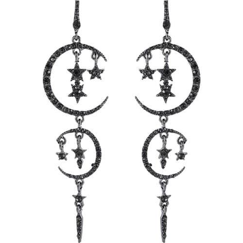 Women Fashion Dangle Drop Ear Stud Earrings Romantic Flashing Diamonds Star And Moon Earrings For Women Party Gift jewelry