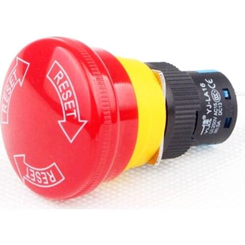 1PCS Emergency Stop Push Button Switch Latching 1NO 1NC 16mm 3 pins Com+NO+NC