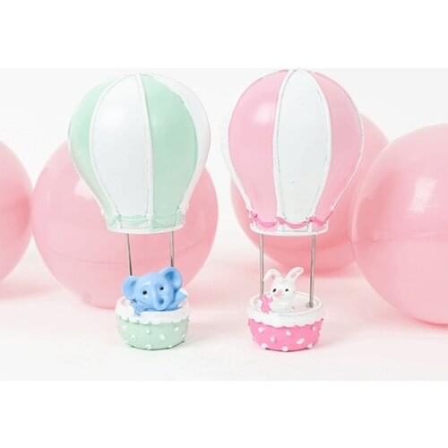 1pcs hot air balloon elephant rabbit doll decoration 9x5cm birthday cake decoration wedding dessert table decoration gift