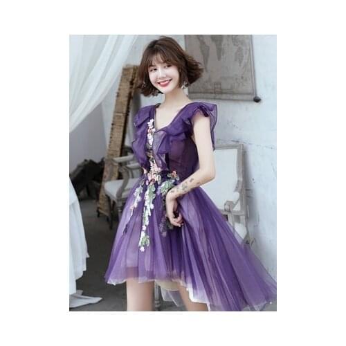 100%real purple fairy butterfly sleeve alice/fairy fancy dress short ball gown/short lolita dress