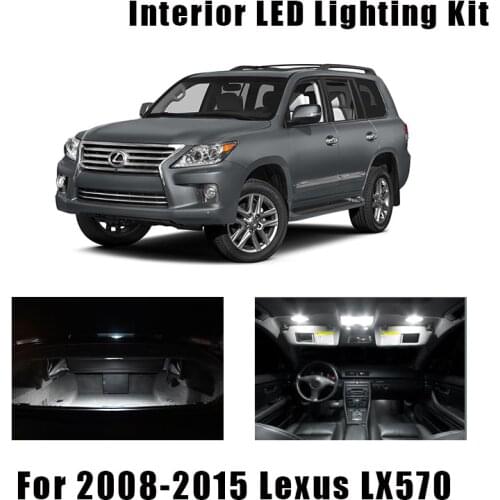 15pcs White Canbus LED Bulbs Interior Map Trunk Dome Light Kit For 2008-2013 2014 2015 Lexus LX570 Step Courtesy Door Lamp