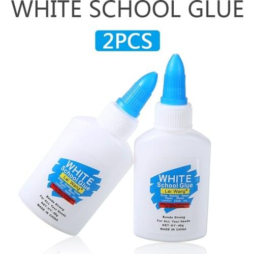 2pcs 40ml Non-irritant School Liquid White Glue Adhesive White Environmental Protection Adhesive For Paper Wood Leather
