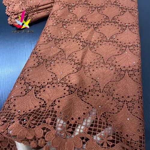 2020 Milk Silk Lace African Pure White Dress Styles Aso Ebi Guipure Fabric Burnt orange Soft Guipure Stones Rhinestone