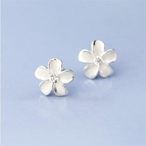 2021 Silver Color Tiny Stud Earrings Korean Flower Sweet Geometric Earring pendientes mujer For Women Tassel Ear Jewelry brincos